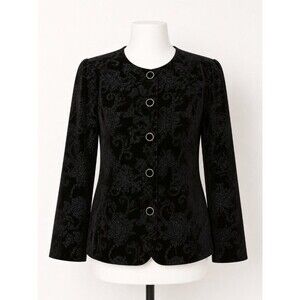 R & K Evening Vintage Jacket Black with Multi-Colored Beading Size 16 EUC